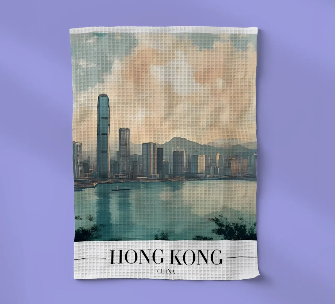 Skyline e porto di Hong Kong - China Cityscape Art canovaccio da cucina da homdeco