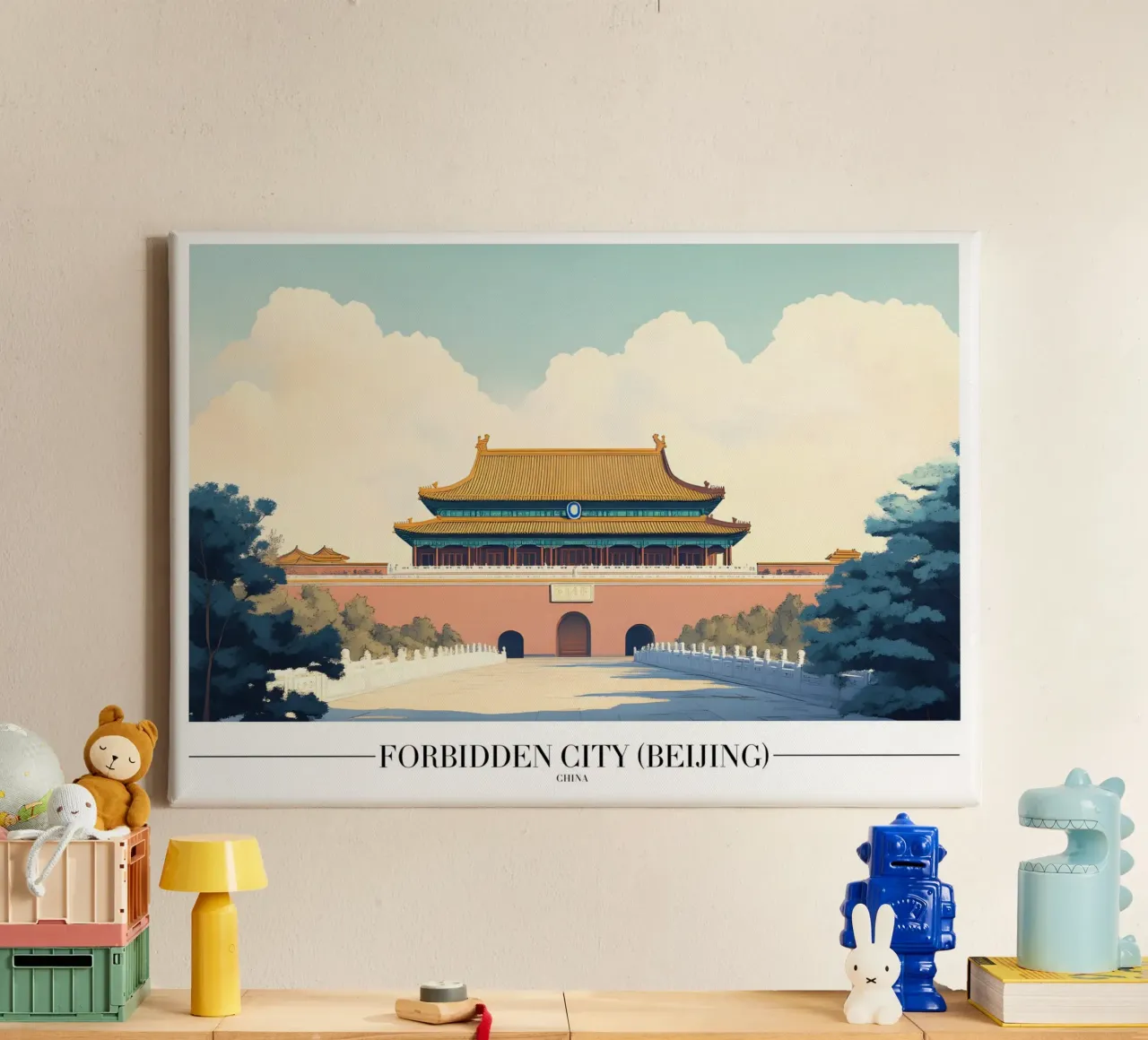 Verbotene Stadt Peking - Kaiserpalast China Kunst Leinwand mit Schattenfugenrahmen von homdeco