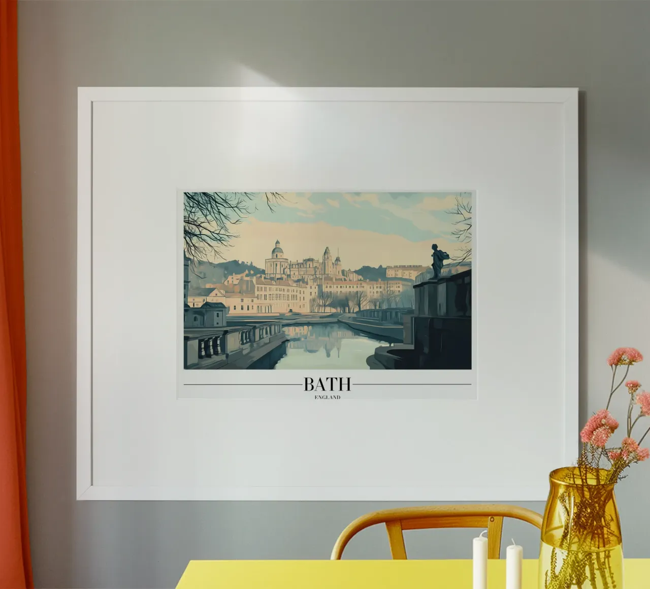 Paesaggio urbano di Bath e fiume Avon - Arte da viaggio in Inghilterra poster da homdeco