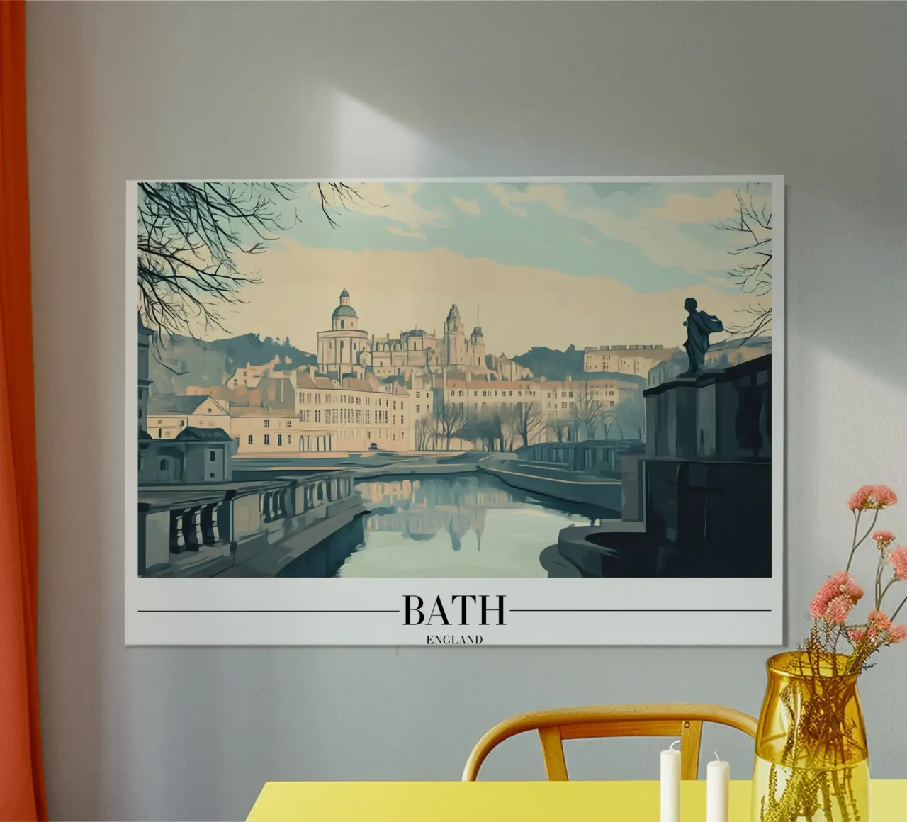 Paesaggio urbano di Bath e fiume Avon - Arte da viaggio in Inghilterra poster da homdeco
