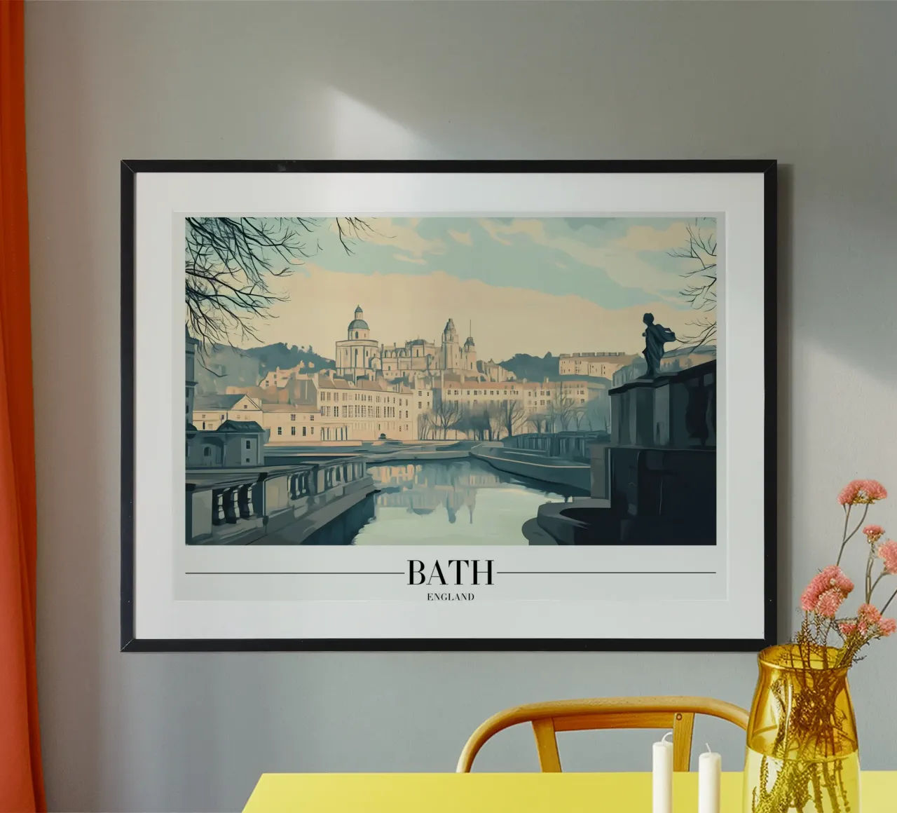 Paesaggio urbano di Bath e fiume Avon - Arte da viaggio in Inghilterra poster da homdeco