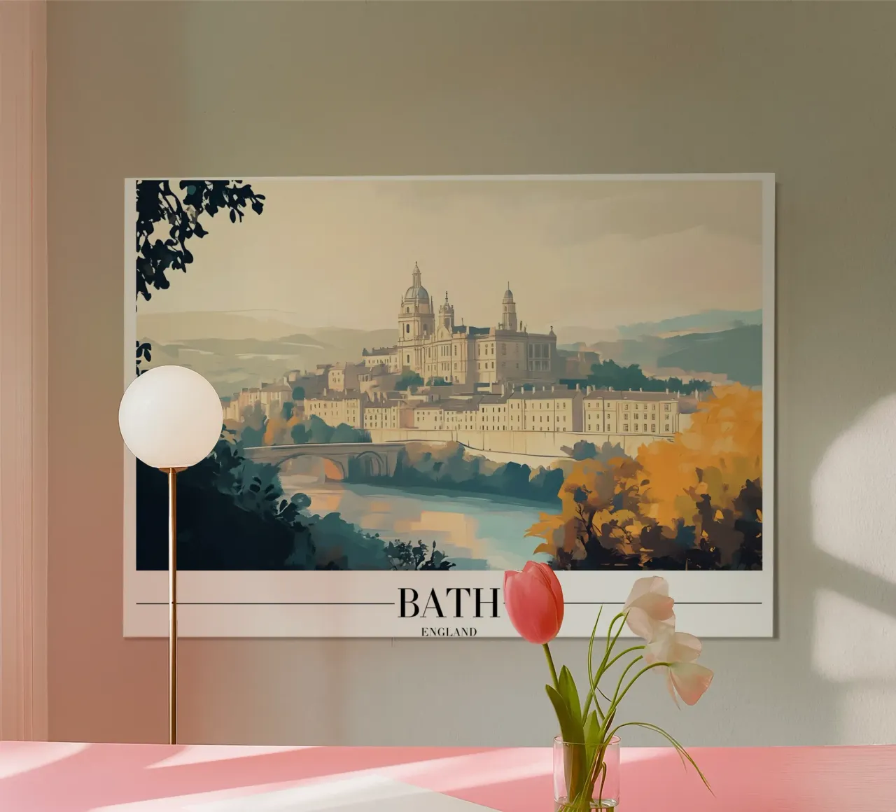 Bath Royal Crescent Vista - Inghilterra Paesaggio urbano Arte poster da homdeco