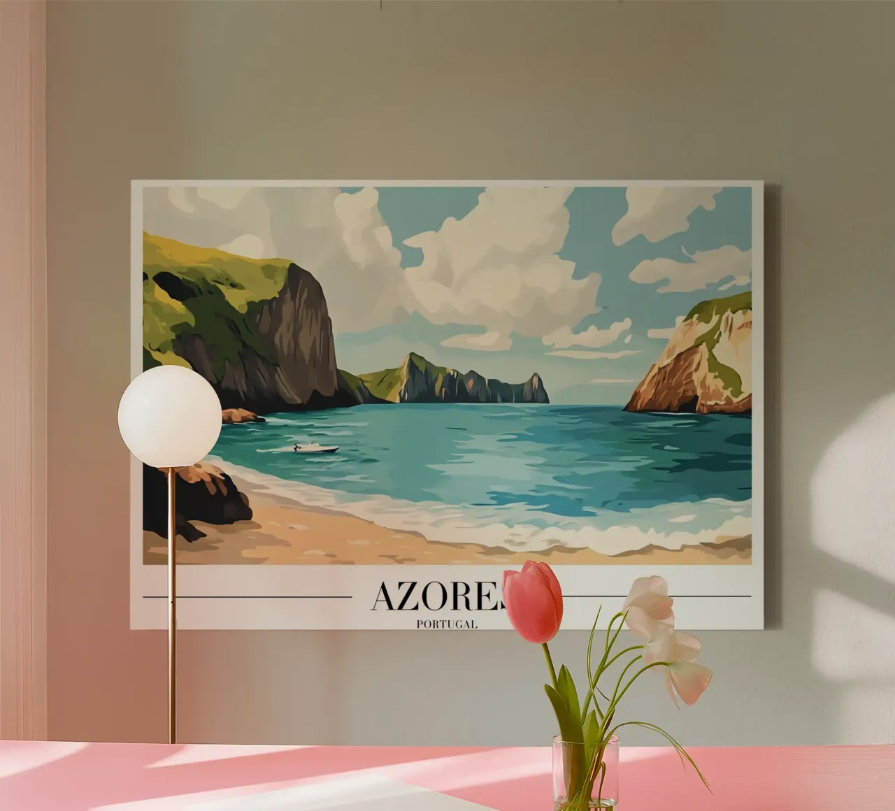 Azoren Kustkliffen - Portugal Eilandlandschap canvas met Baklijst van homdeco