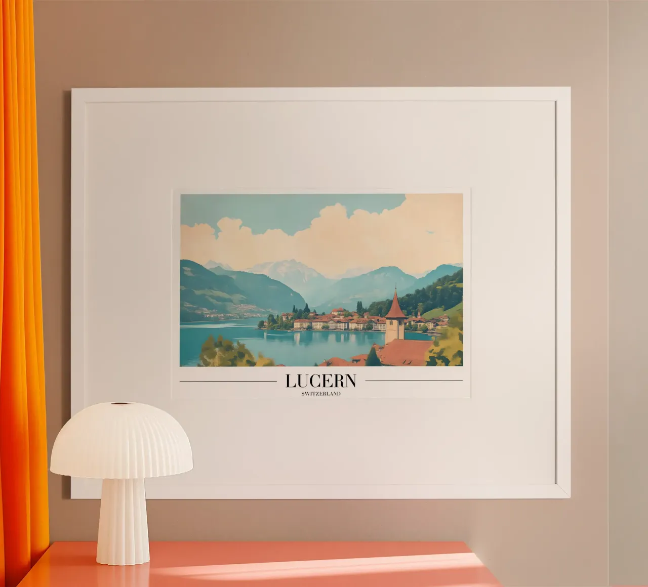 Lucern Seedorf - Schweiz Bergkunst Poster mit Aluminium Rahmen von homdeco