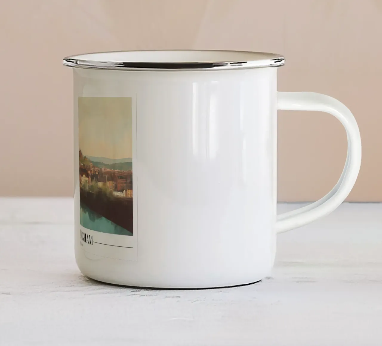 Paesaggio urbano di Nottingham e fiume Trent - Inghilterra Arte tazza in smalto da homdeco