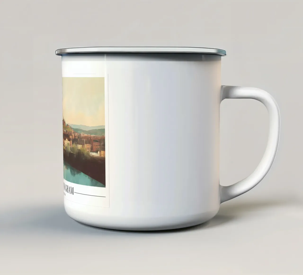 Paesaggio urbano di Nottingham e fiume Trent - Inghilterra Arte tazza in smalto da homdeco