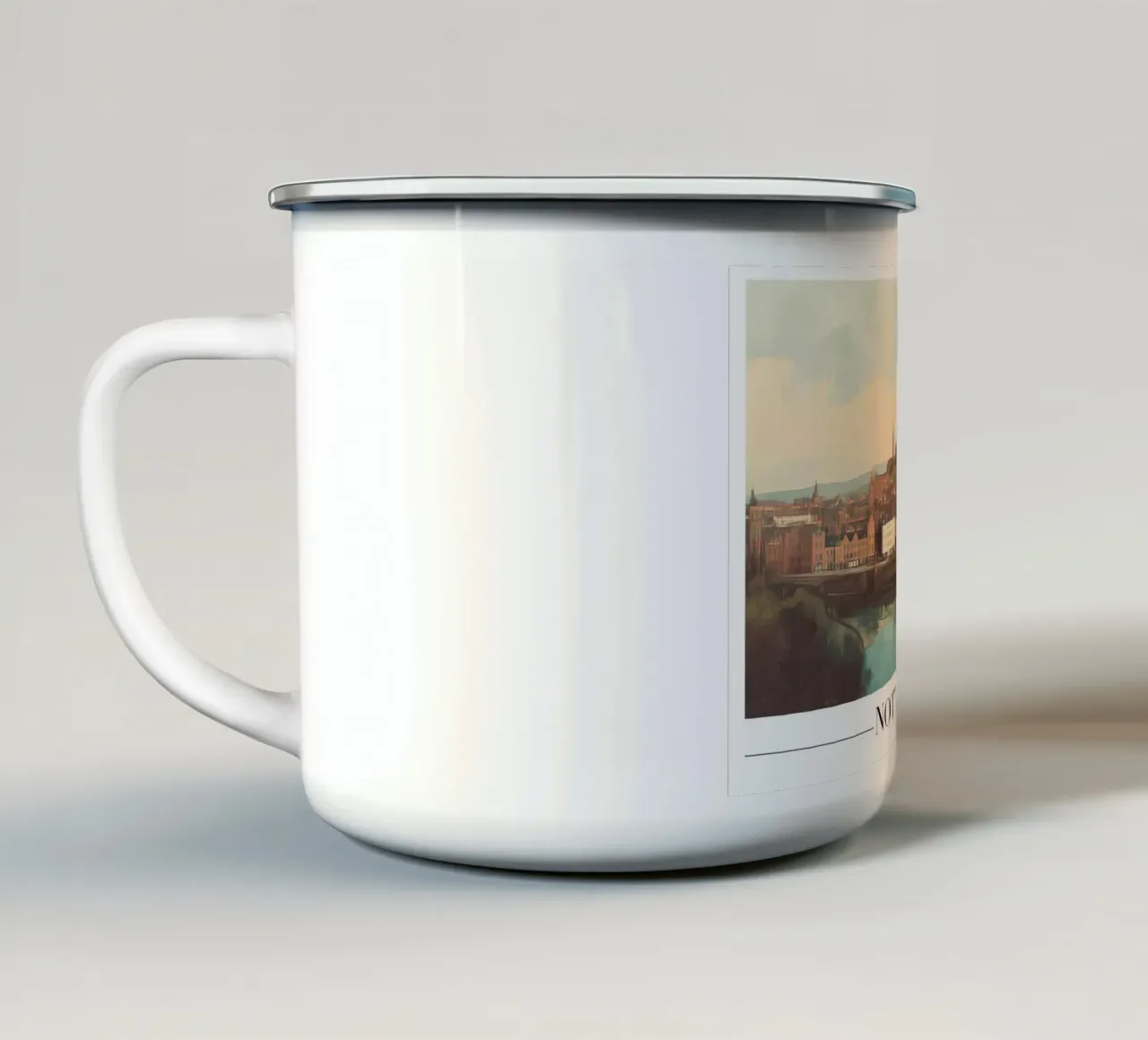 Paesaggio urbano di Nottingham e fiume Trent - Inghilterra Arte tazza in smalto da homdeco