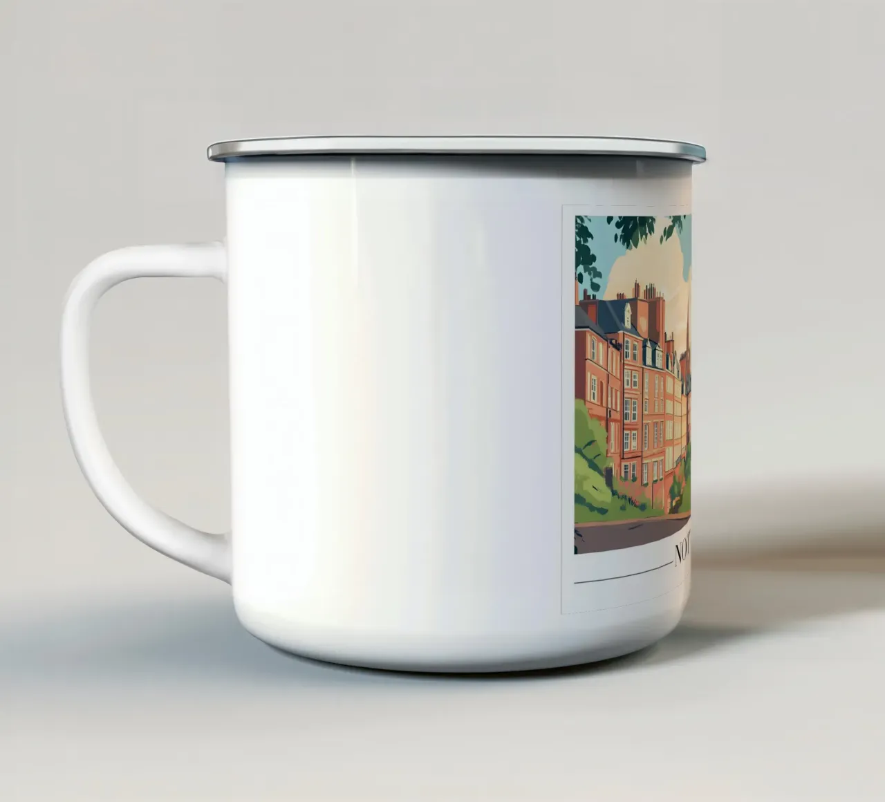 Vista sul fiume di Nottingham - Paesaggio urbano in Inghilterra tazza in smalto da homdeco