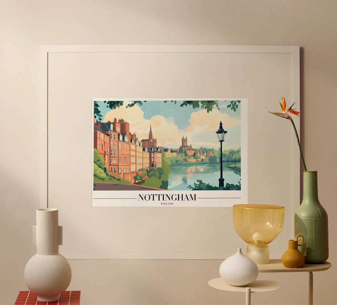 Vista sul fiume di Nottingham - Paesaggio urbano in Inghilterra poster da homdeco