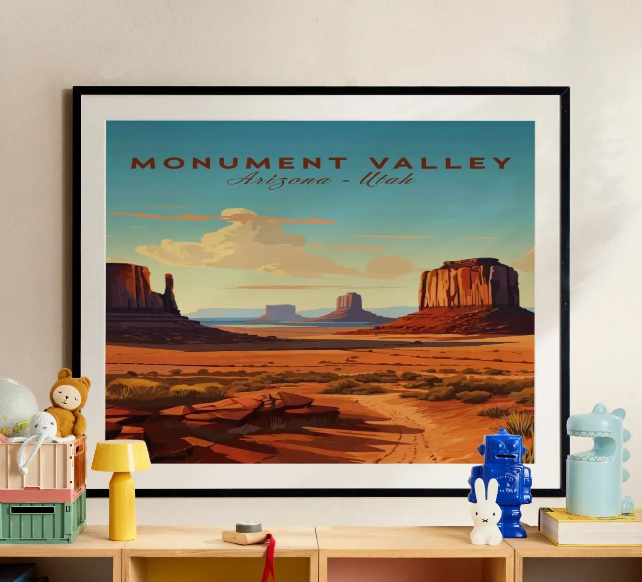 Valle del Monumento, Arizona Utah poster con telaio in legno da Morgan Scotts