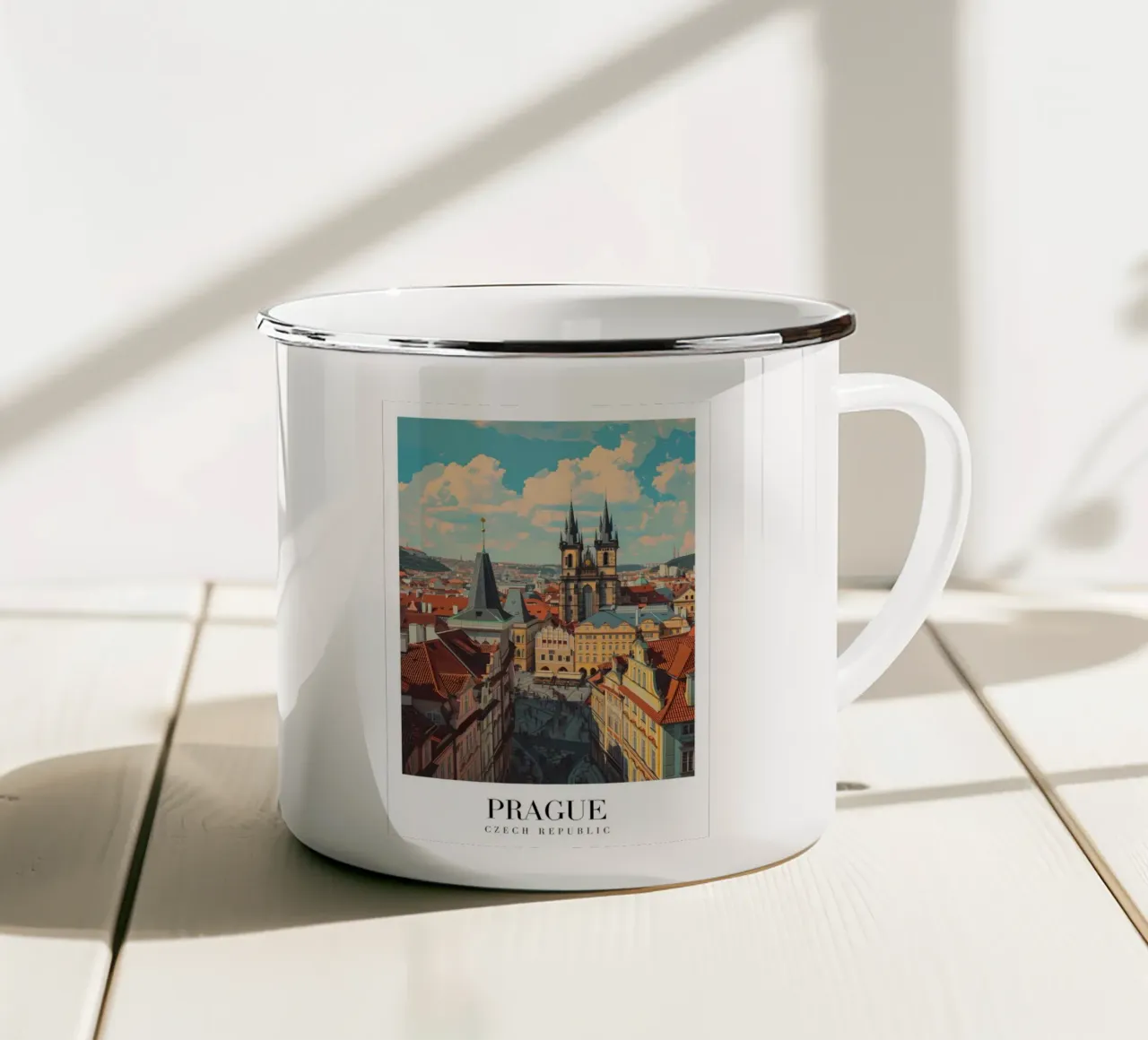 Praag Tsjechië Oud Stadsplein Art Print emaille mok van homdeco