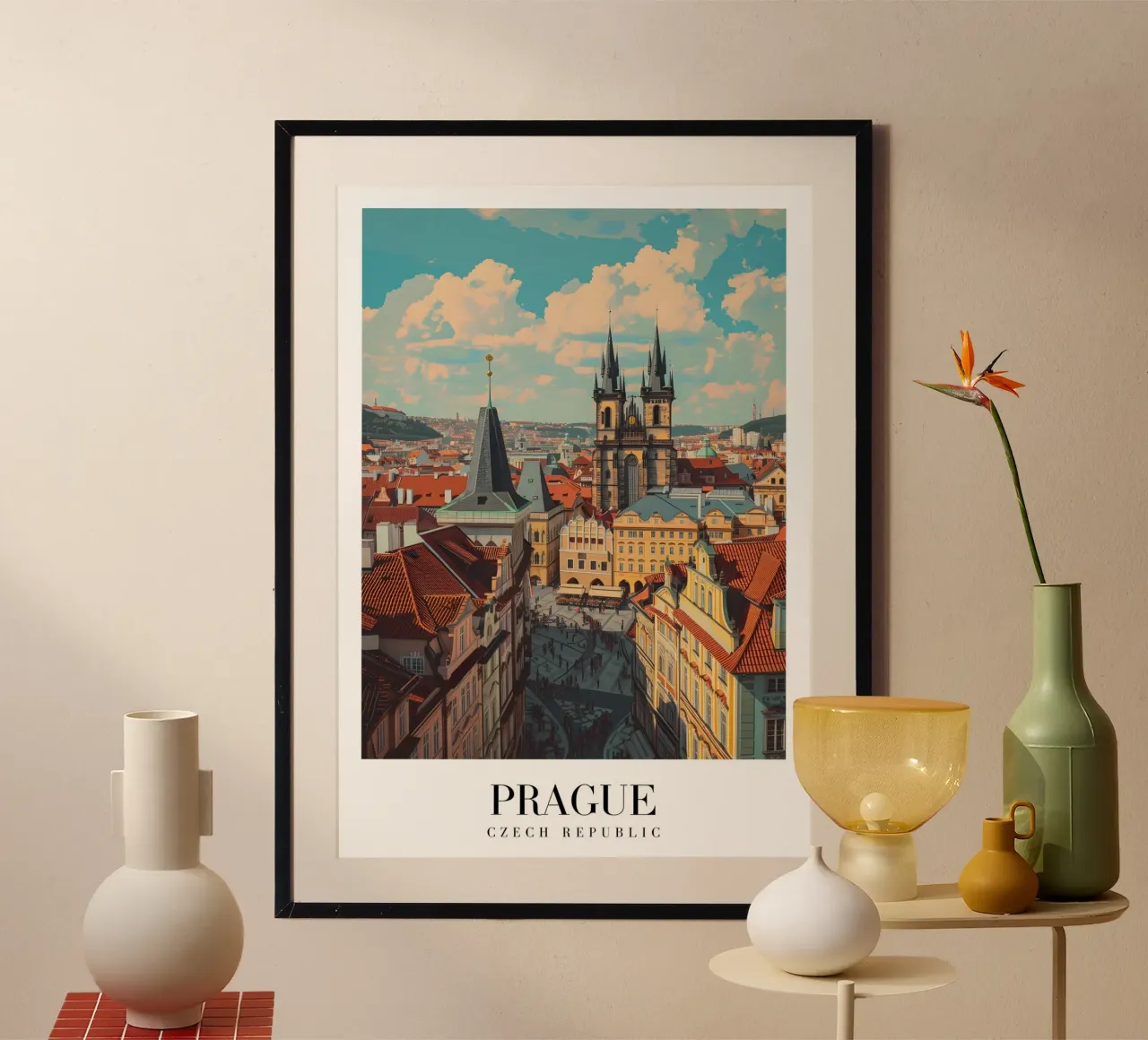 Prague Czech Republic Old Town Square Art Print poster by homdeco
