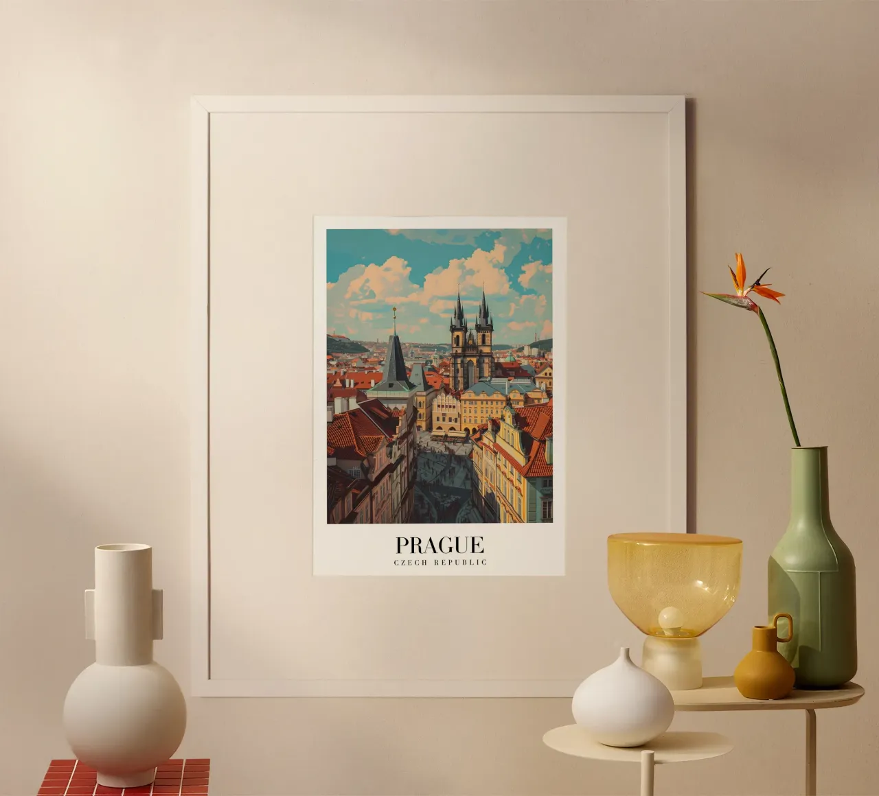 Prague Czech Republic Old Town Square Art Print poster by homdeco