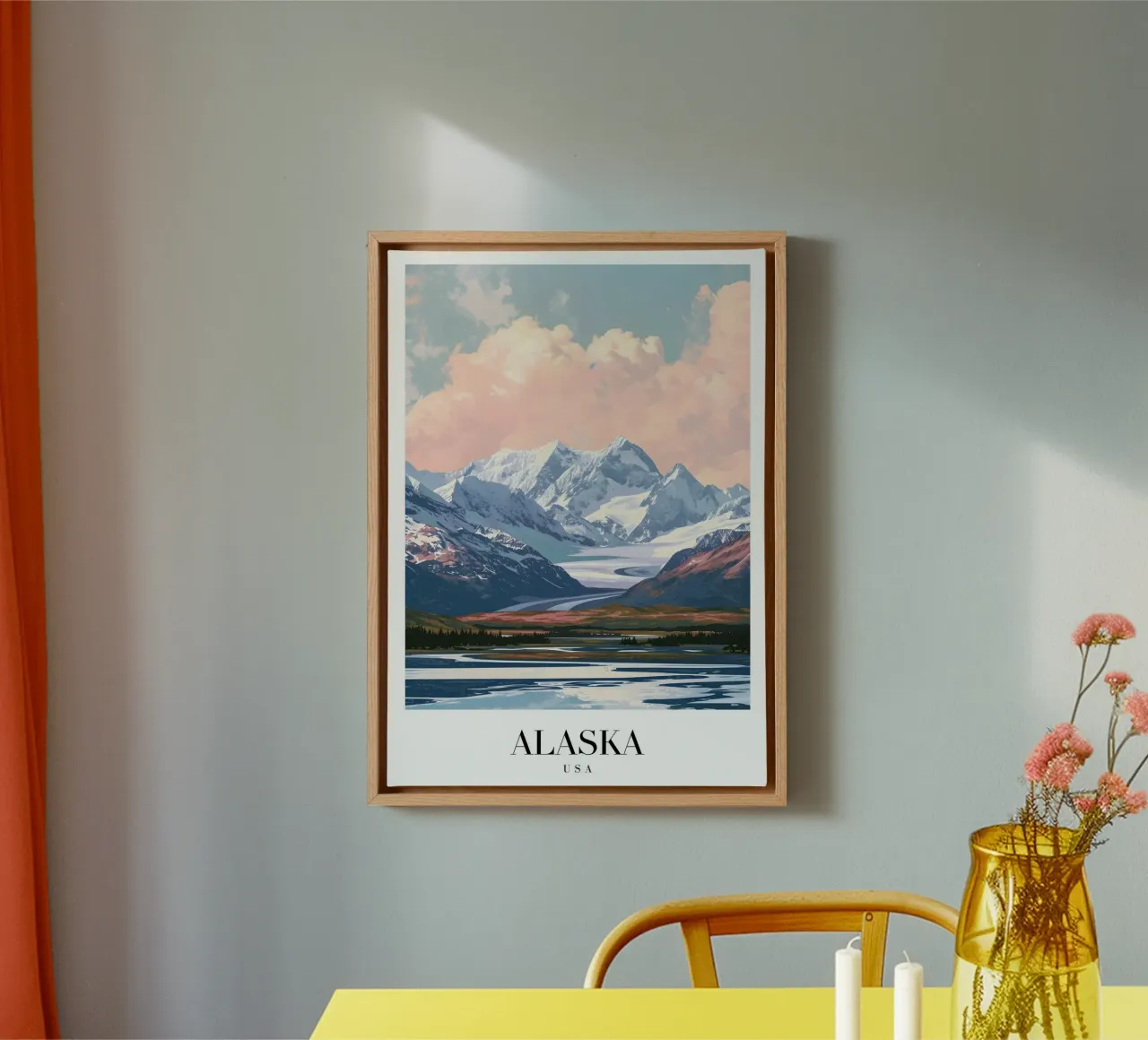 Alaska Glacier & Mountains Landscape Art Print canvas with Floater frame by homdeco