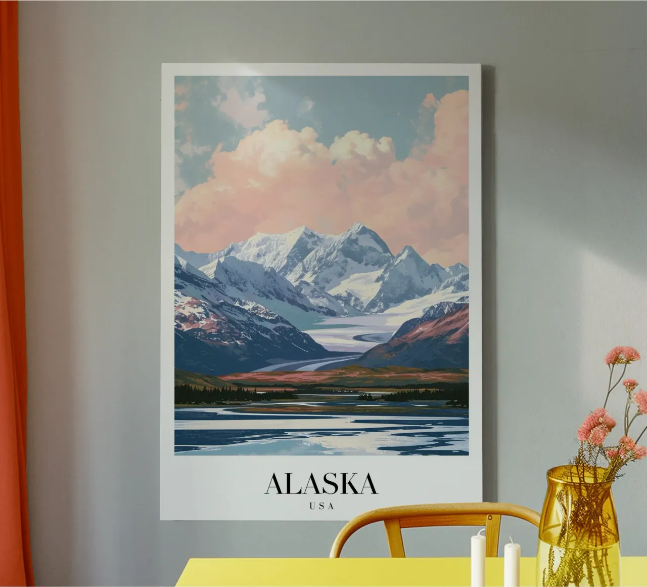 Alaska Glacier & Mountains Landscape Art Print canvas with Floater frame by homdeco