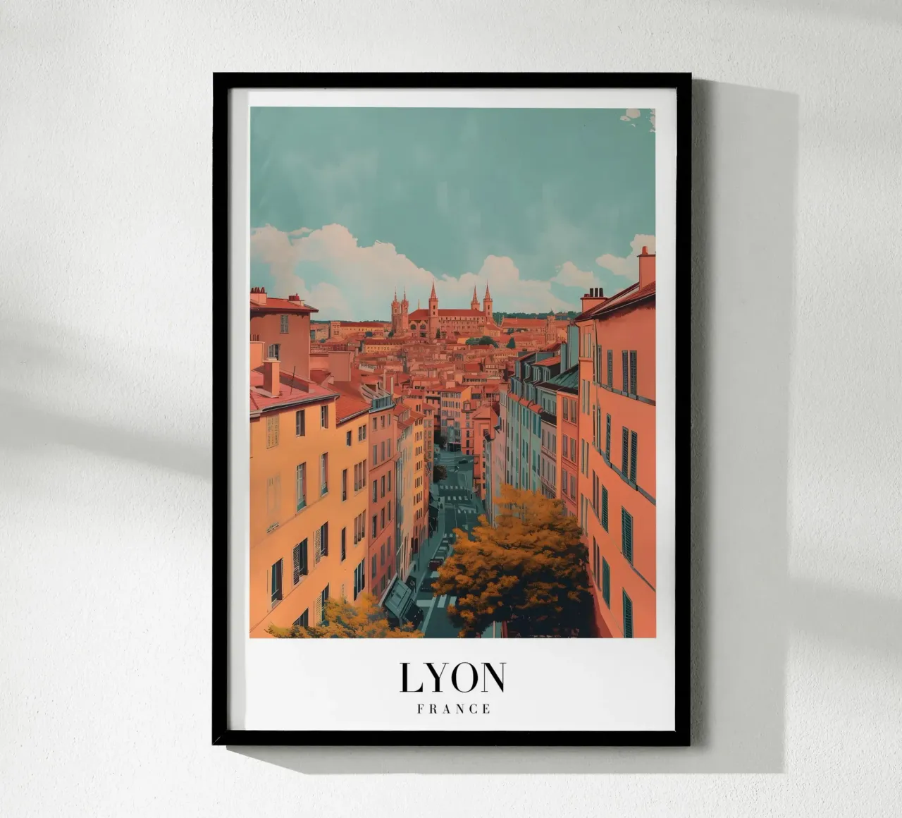 Lyon Frankrijk Stadsgezicht met Basiliek Art Print hahnemühle van homdeco