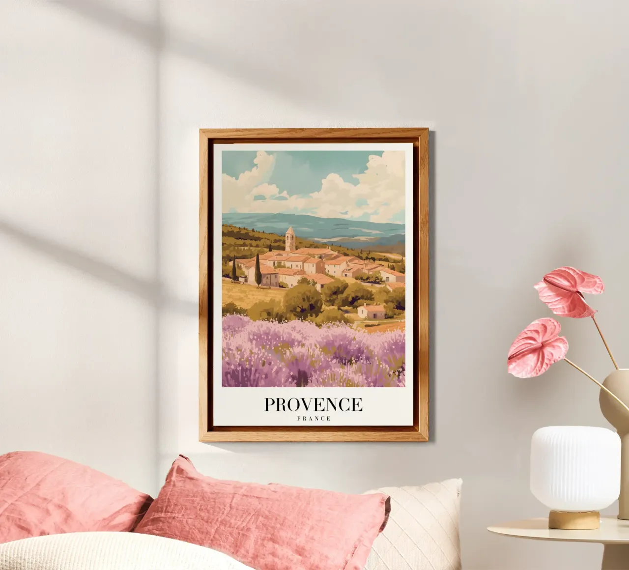 Provence France Champ de lavande Village Art Print panneau forex de homdeco