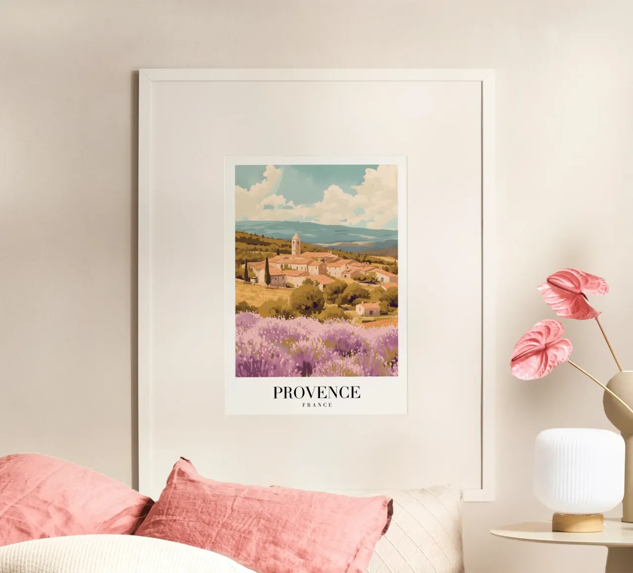 Provence France Champ de lavande Village Art Print hahnemühle de homdeco