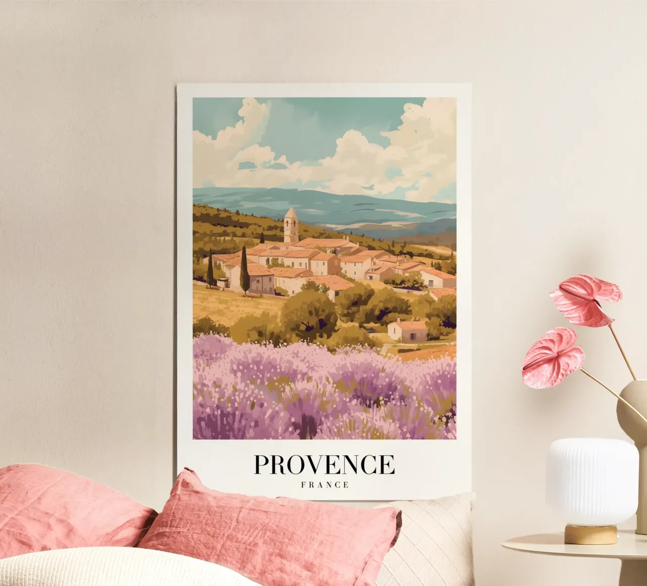 Provence France Champ de lavande Village Art Print hahnemühle de homdeco