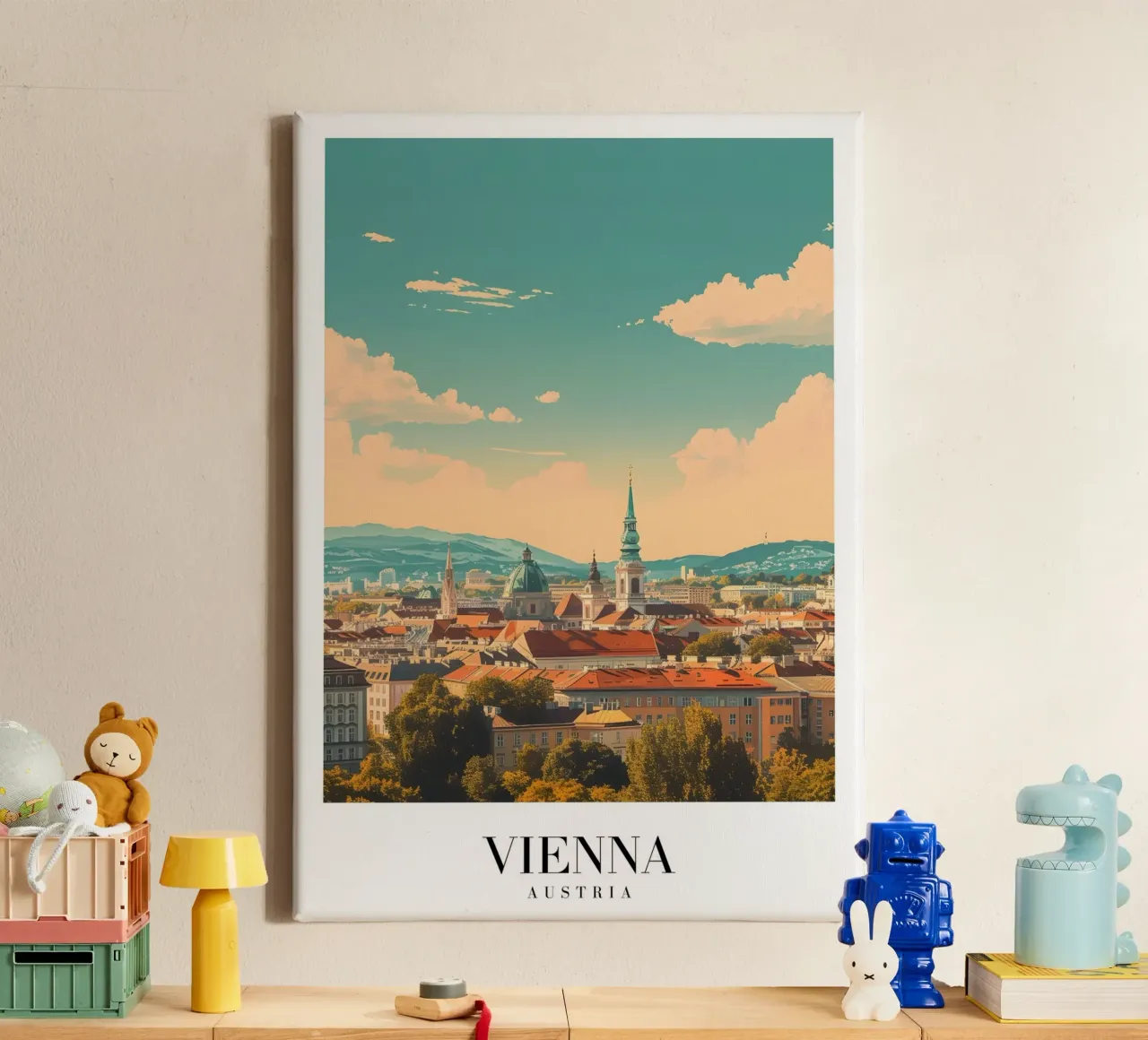 Wenen Oostenrijk Skyline St. Stephen's Cathedral Art Print canvas met Baklijst van homdeco