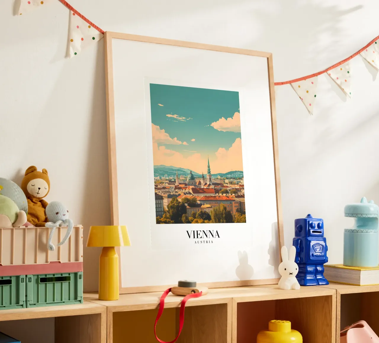Wien Österreich Skyline Stephansdom Kunstdruck Poster mit Aluminium Rahmen von homdeco