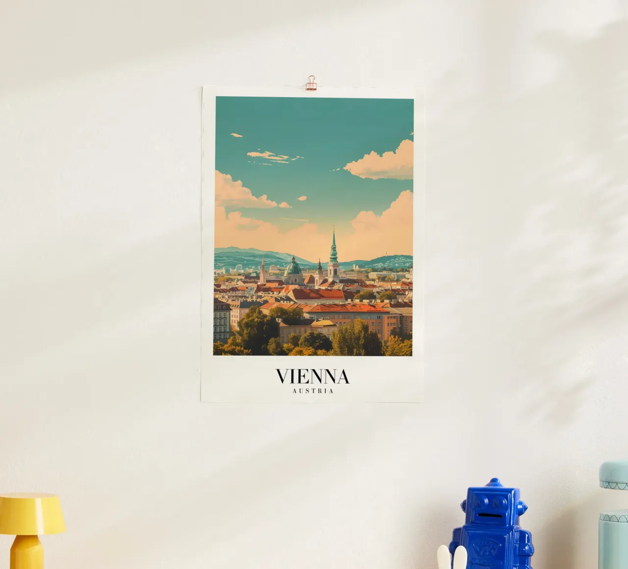 Wien Österreich Skyline Stephansdom Kunstdruck Poster mit Aluminium Rahmen von homdeco
