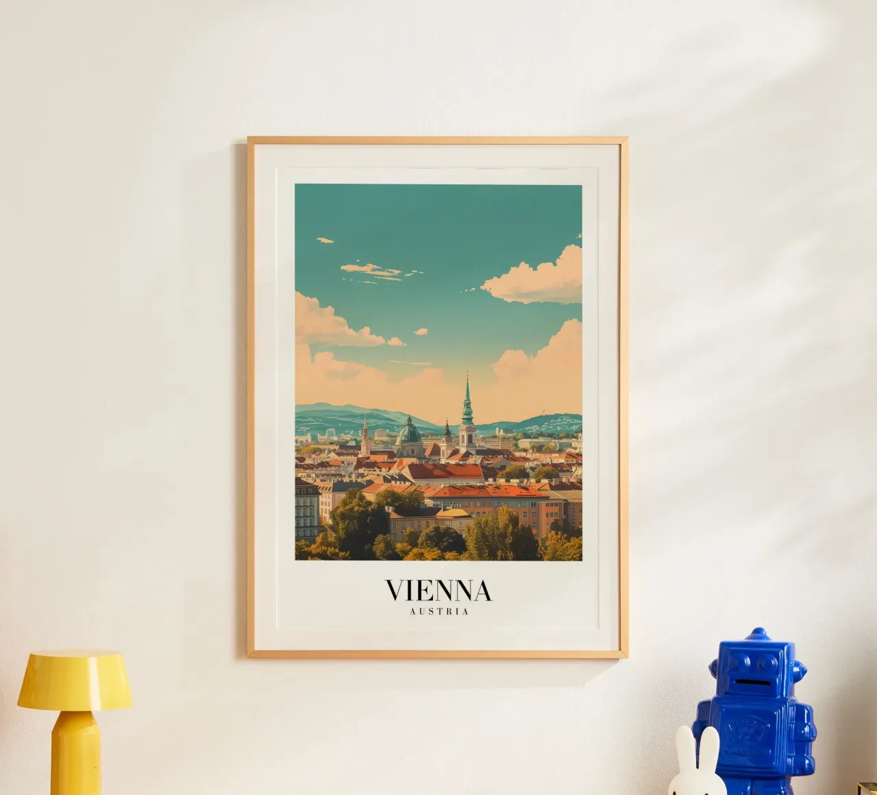 Wien Österreich Skyline Stephansdom Kunstdruck Poster mit Aluminium Rahmen von homdeco