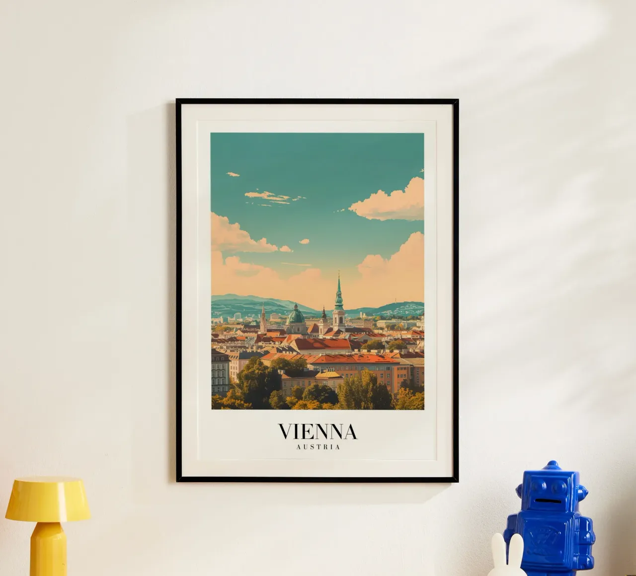 Wien Österreich Skyline Stephansdom Kunstdruck Poster mit Aluminium Rahmen von homdeco