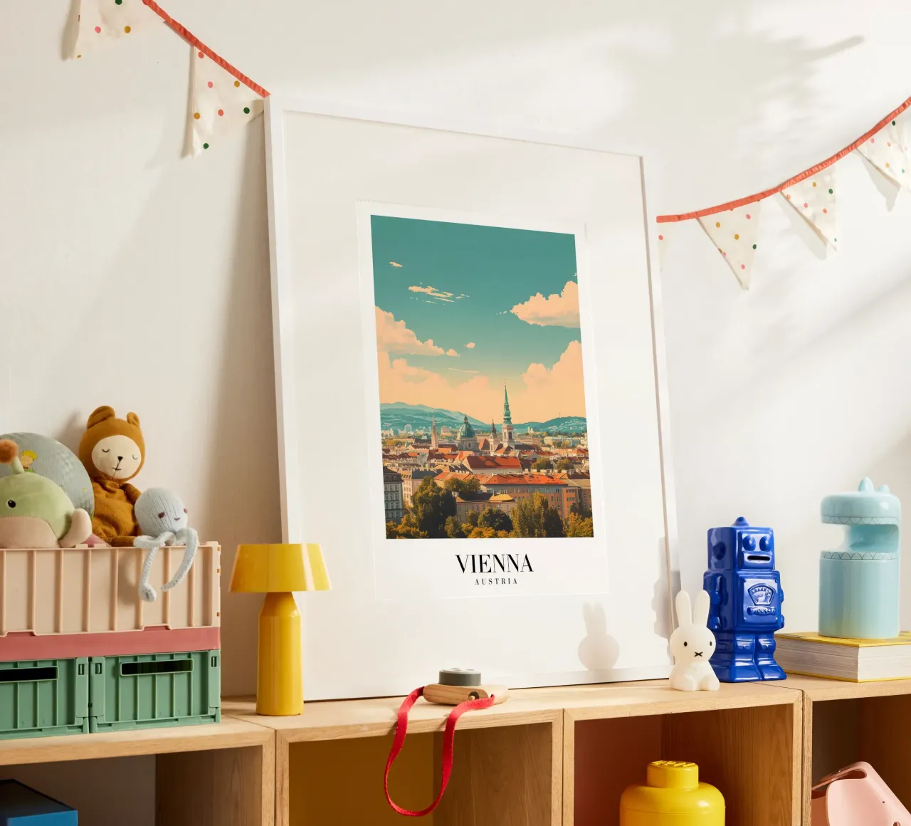 Wien Österreich Skyline Stephansdom Kunstdruck Poster mit Aluminium Rahmen von homdeco
