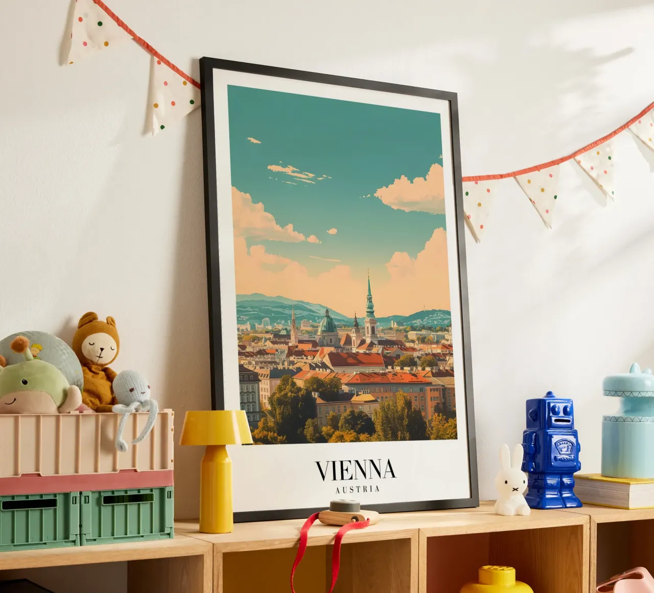 Wien Österreich Skyline Stephansdom Kunstdruck Poster mit Aluminium Rahmen von homdeco