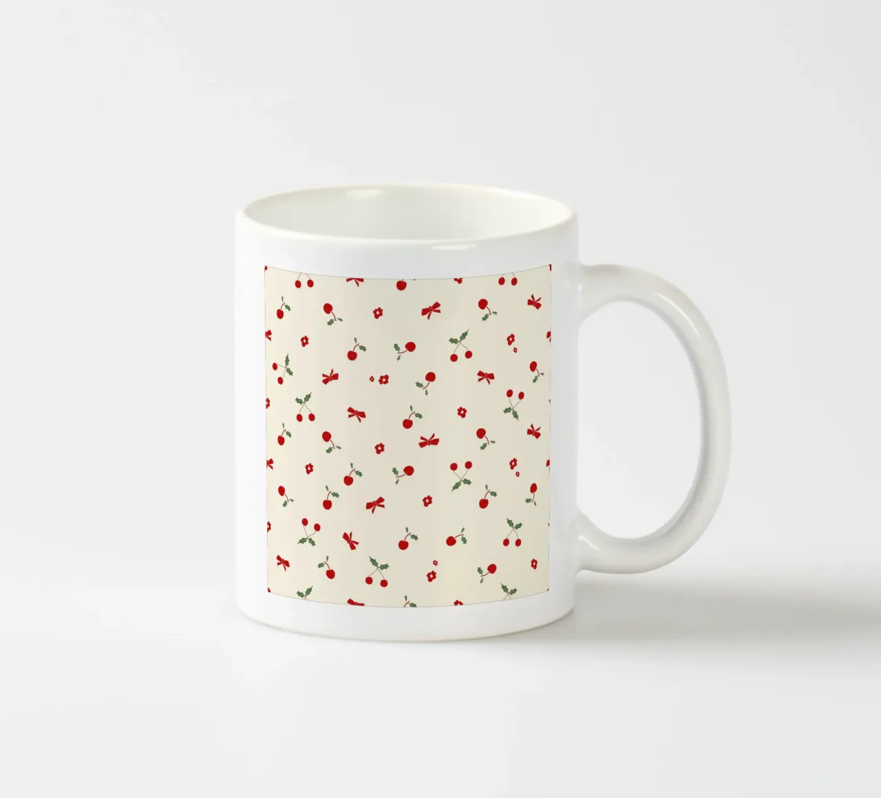 Piccolo motivo natalizio a fiori e ciliegie tazza in ceramica da gulsengunel