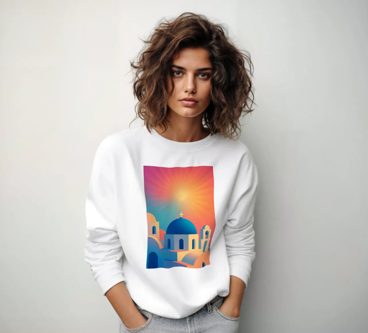 L'alba di Santorini - Il manifesto del sole felpa da JETLAG | affiches voyage