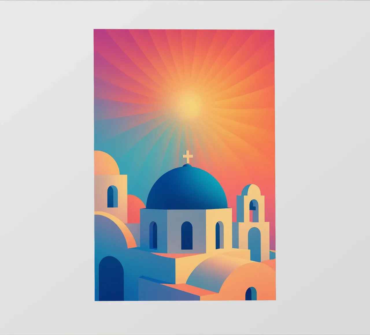L'alba di Santorini - Il manifesto del sole pellicola backlit da JETLAG | affiches voyage