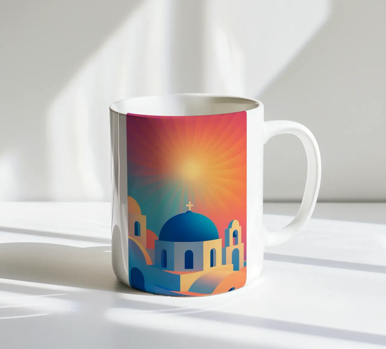 L'alba di Santorini - Il manifesto del sole tazza in ceramica da JETLAG | affiches voyage