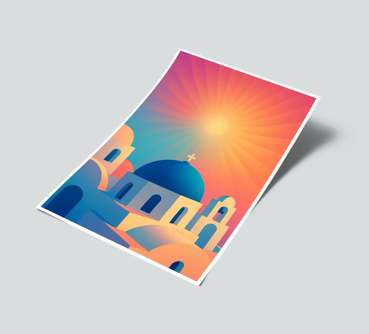 Santorini Sunrise - The sunny poster sticker sheet by JETLAG | affiches voyage