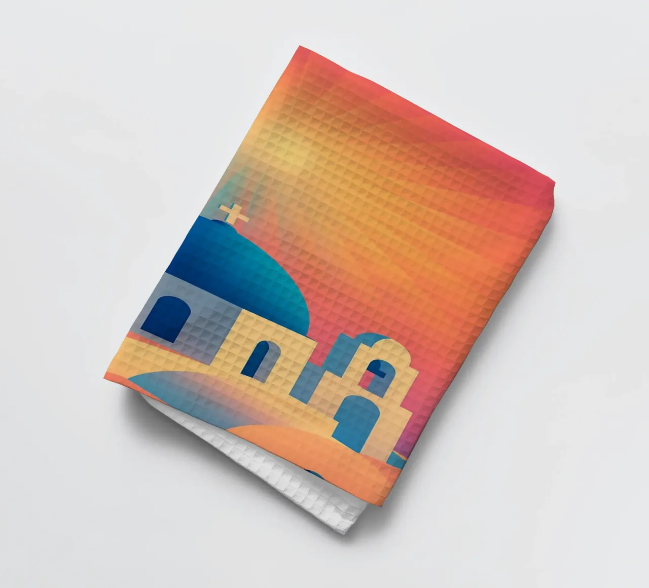 L'alba di Santorini - Il manifesto del sole canovaccio da cucina da JETLAG | affiches voyage