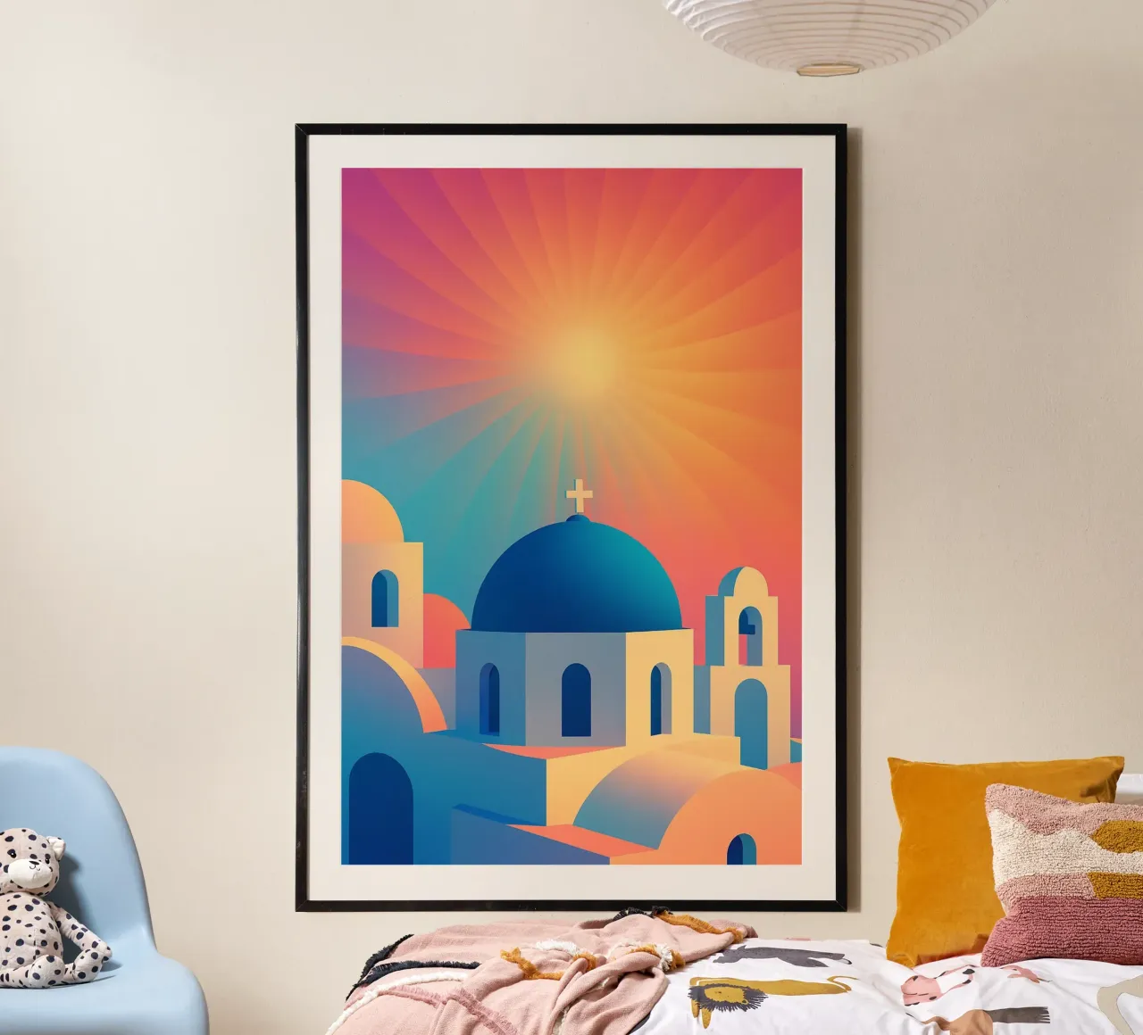 L'alba di Santorini - Il manifesto del sole carta hahnemühle da JETLAG | affiches voyage