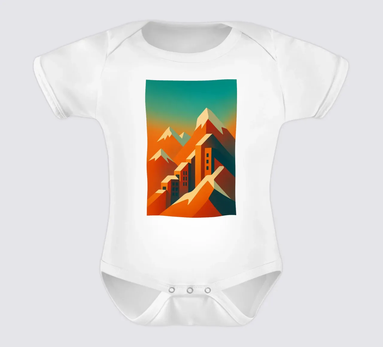 Mountain Glow – L’affiche minimaliste body neonato maniche corte da JETLAG | affiches voyage
