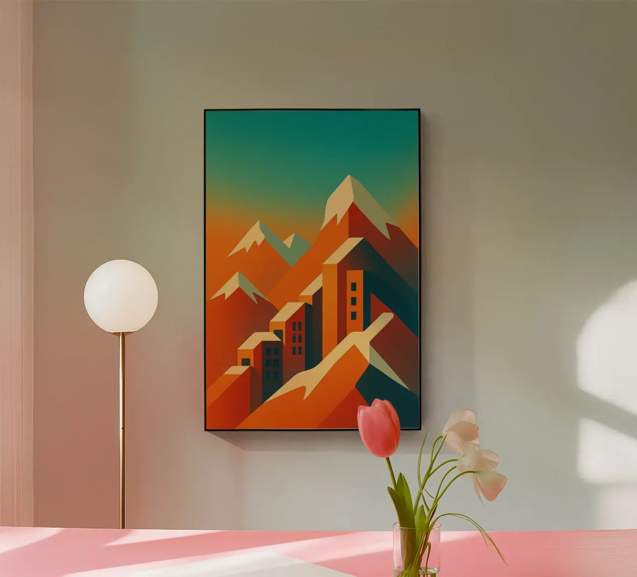 Mountain Glow - L'affiche minimaliste metacrilato de JETLAG | affiches voyage