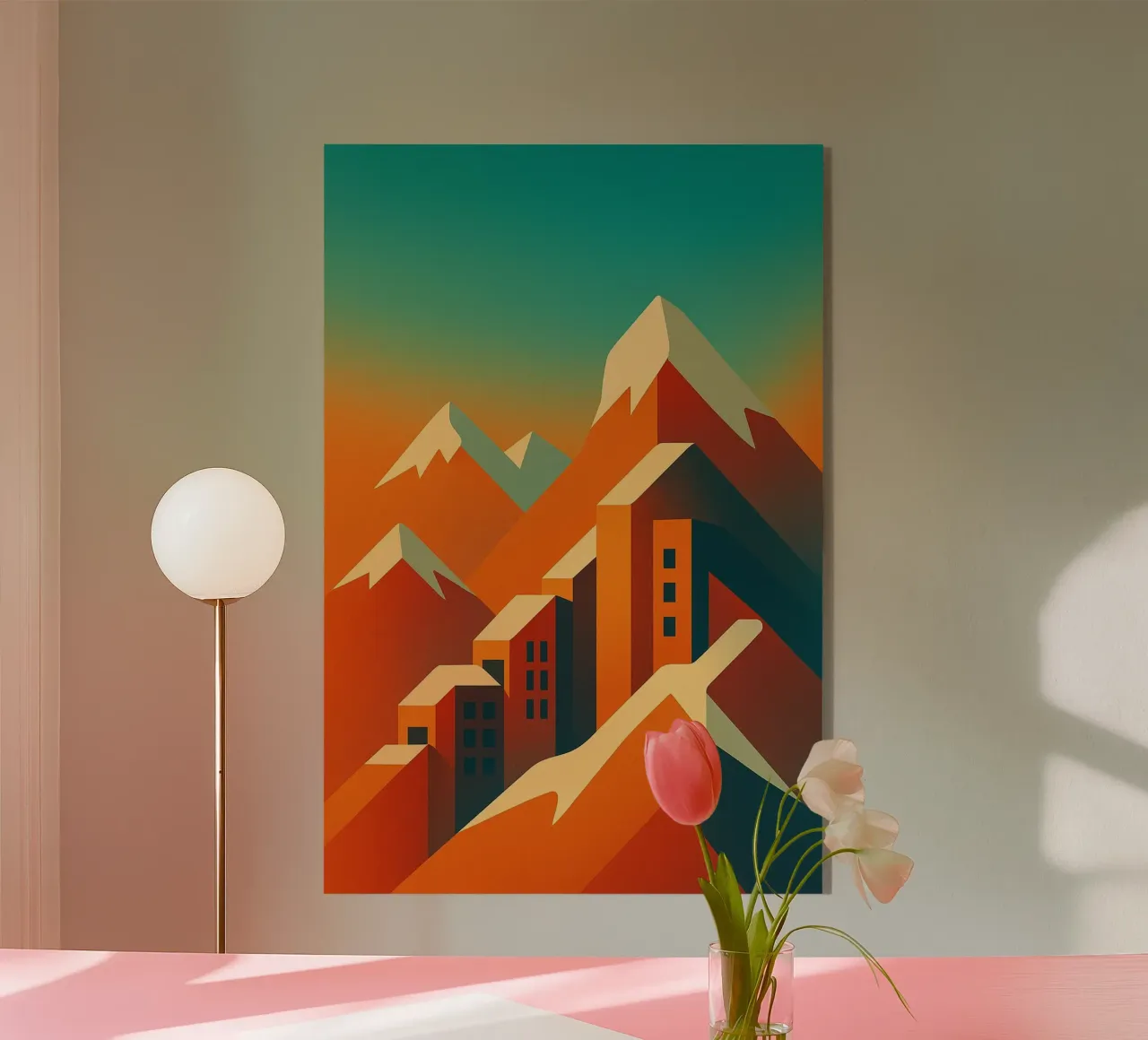 Mountain Glow - L'affiche minimaliste metacrilato de JETLAG | affiches voyage