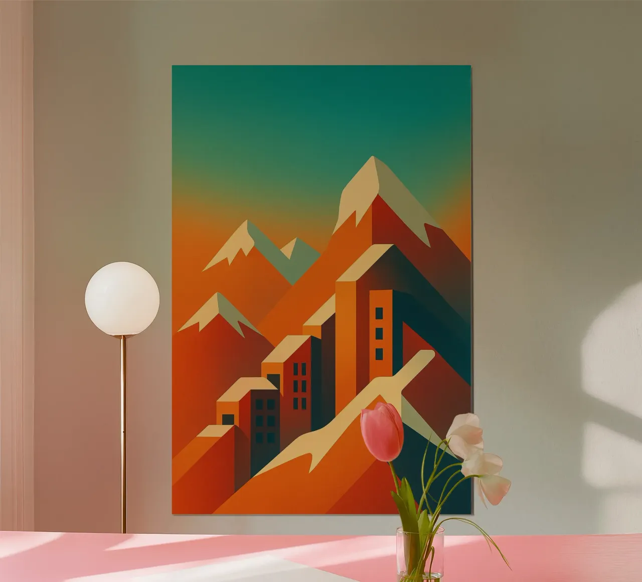 Mountain Glow – L’affiche minimaliste carta hahnemühle da JETLAG | affiches voyage