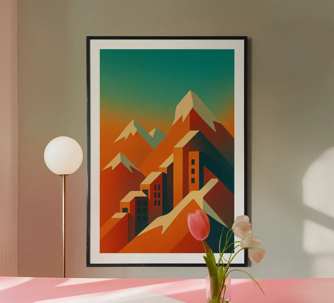 Mountain Glow – L’affiche minimaliste carta hahnemühle da JETLAG | affiches voyage