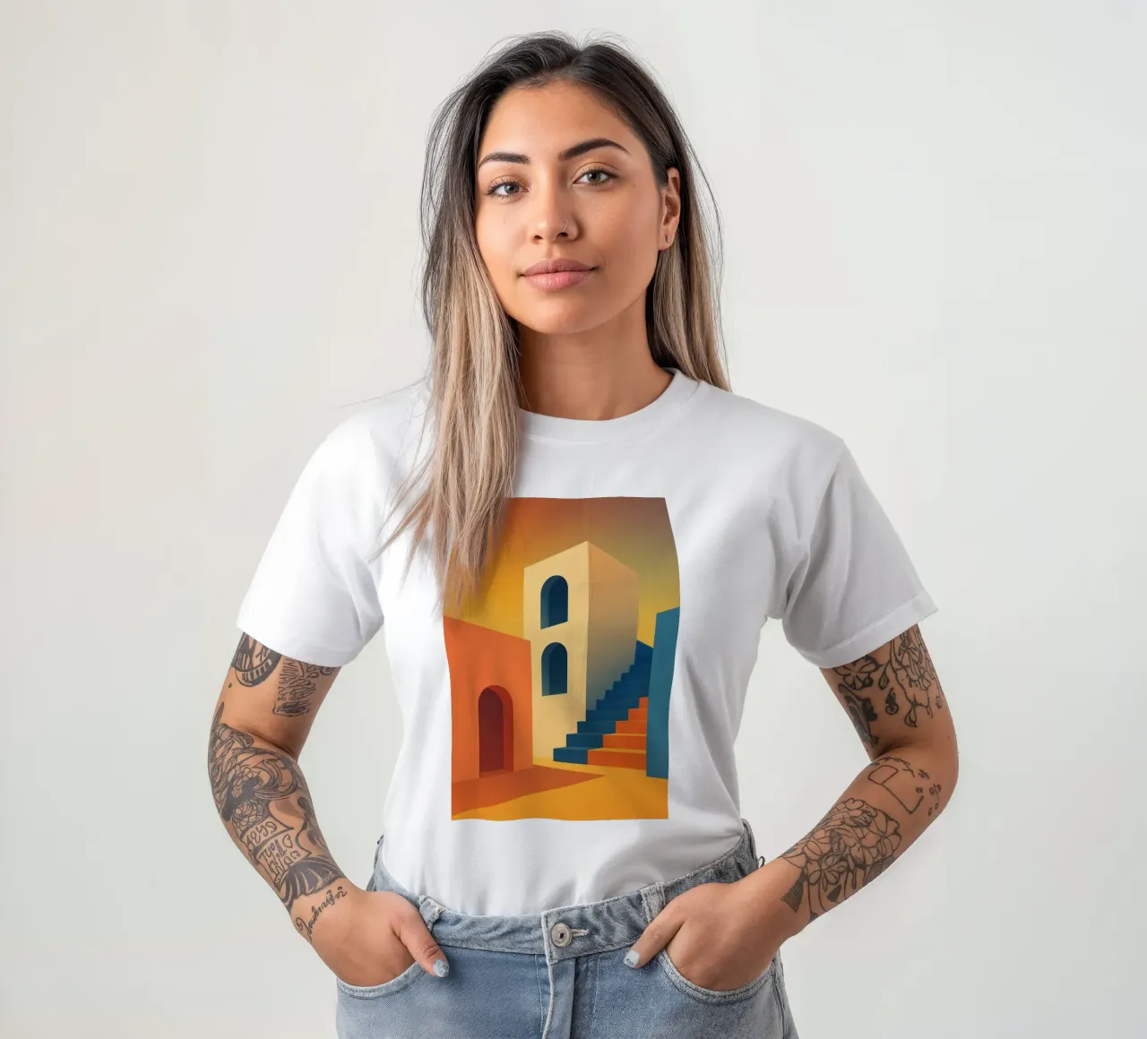 Sunset Steps – L’affiche architecturale t-shirt da JETLAG | affiches voyage