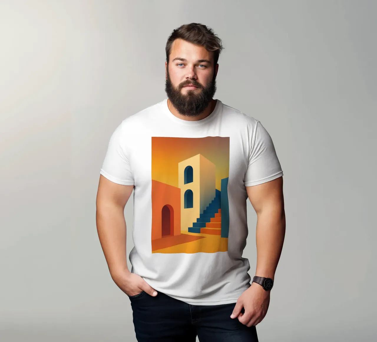 Sunset Steps – L’affiche architecturale t-shirt da JETLAG | affiches voyage