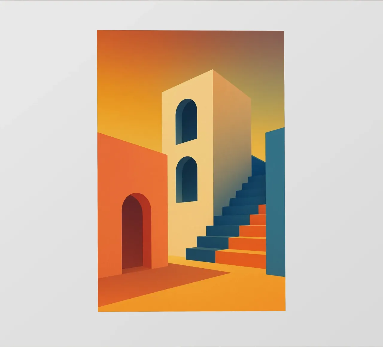 Sunset Steps – L’affiche architecturale telo in pvc da JETLAG | affiches voyage
