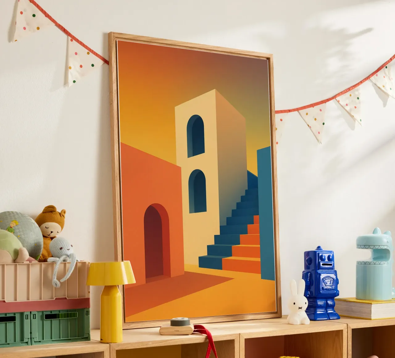 Sunset Steps – L’affiche architecturale plexiglass da JETLAG | affiches voyage