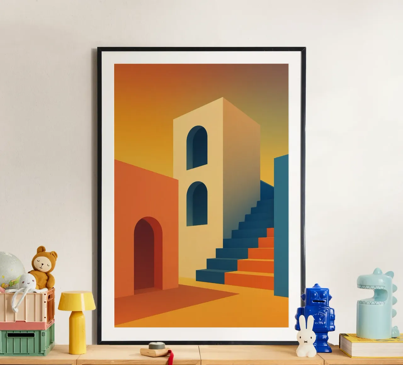 Sunset Steps – L’affiche architecturale carta hahnemühle da JETLAG | affiches voyage