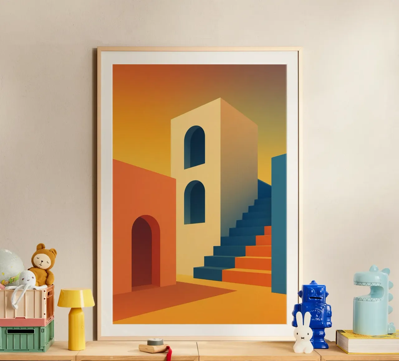 Sunset Steps – L’affiche architecturale carta hahnemühle da JETLAG | affiches voyage