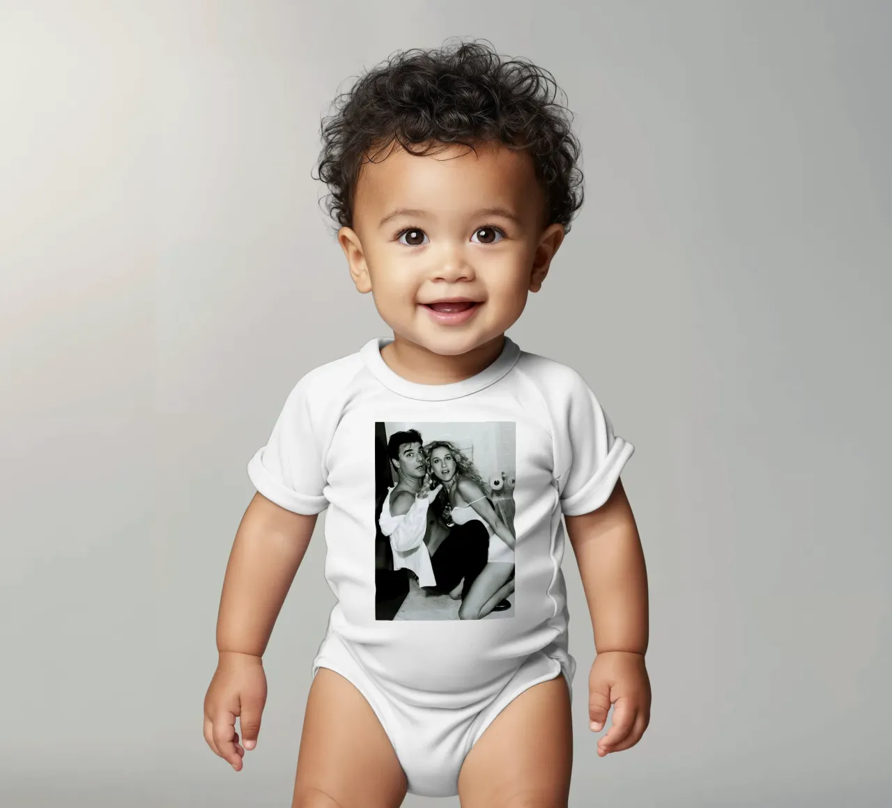 Romantic Couple short-sleeve baby romper by Martin studio