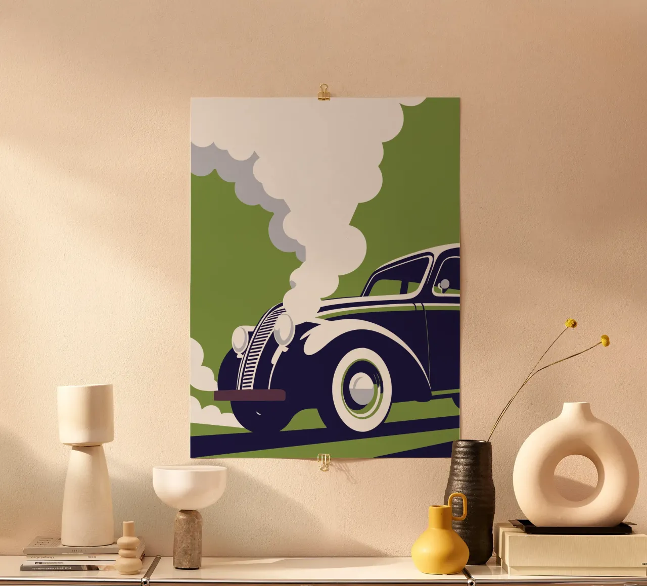 L'auto d'epoca emette fumo carta hahnemühle da STORE PRESENCE